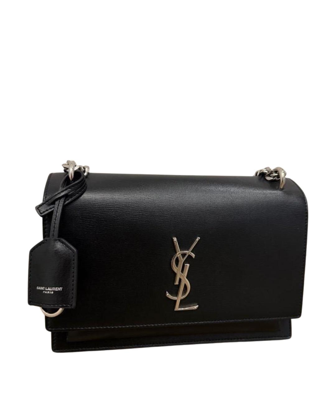 SAINT LAURENT Черная кожаная сумка через плечо, фото 1