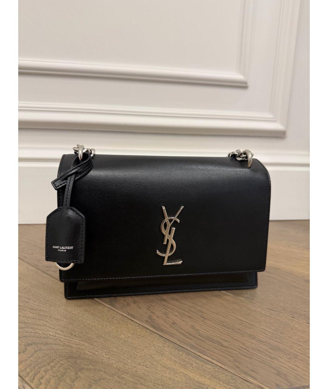 SAINT LAURENT Черная кожаная сумка через плечо, фото 9