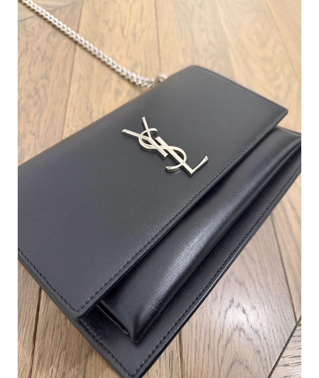 SAINT LAURENT Черная кожаная сумка через плечо, фото 5
