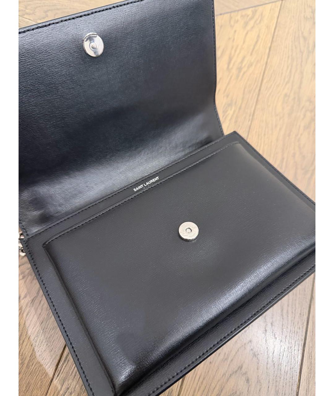 SAINT LAURENT Черная кожаная сумка через плечо, фото 4