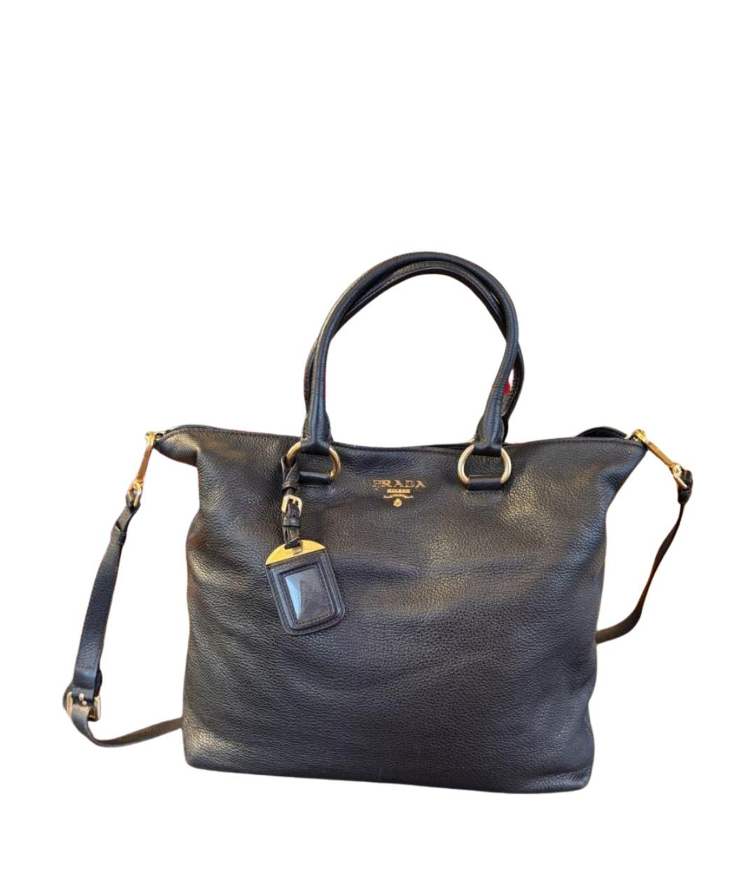 PRADA Черная кожаная сумка тоут, фото 1