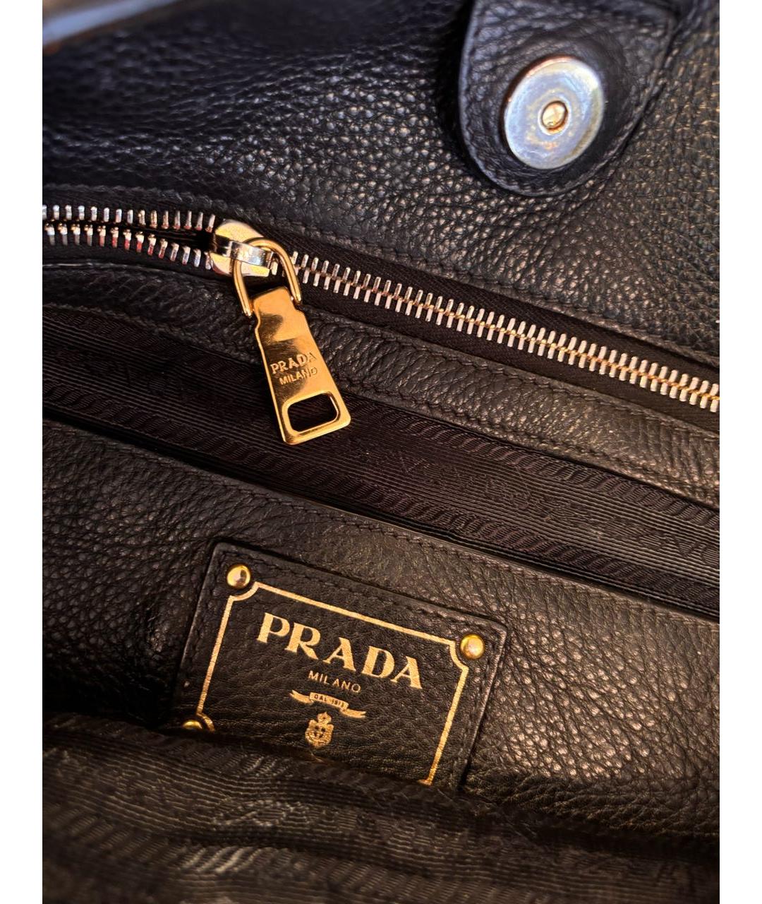 PRADA Черная кожаная сумка тоут, фото 6