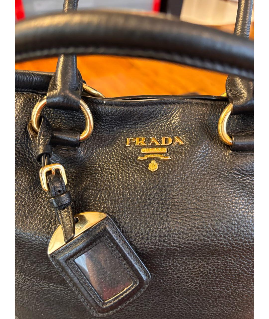 PRADA Черная кожаная сумка тоут, фото 3