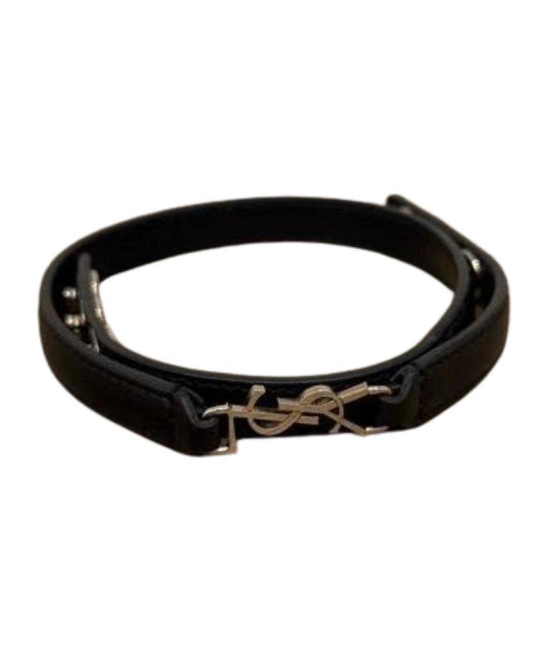 SAINT LAURENT Черный кожаный браслет, фото 1