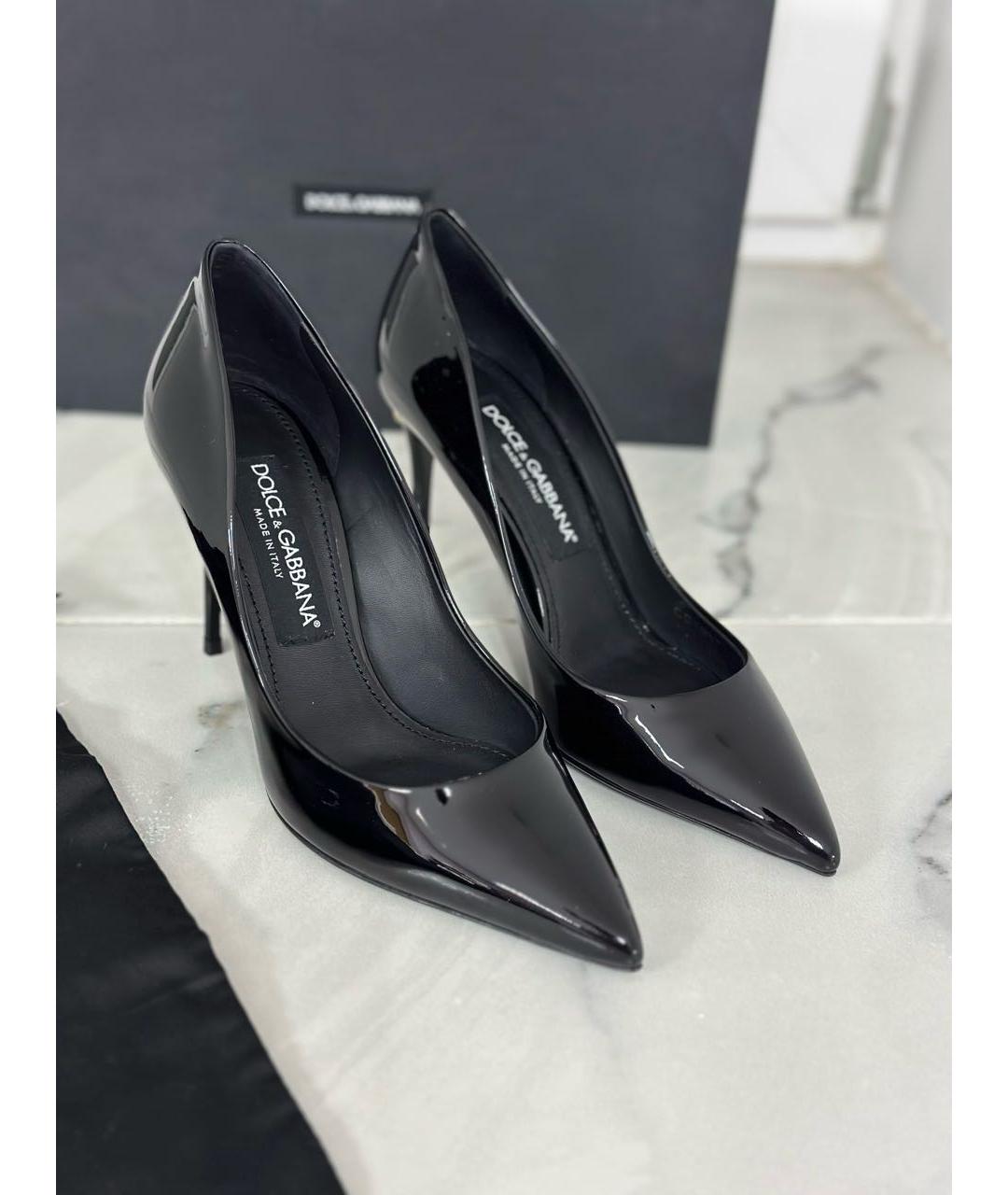 DOLCE&GABBANA Черные кожаные туфли, фото 2