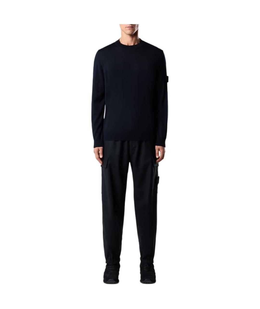 STONE ISLAND Темно-синий шерстяной джемпер / свитер, фото 3