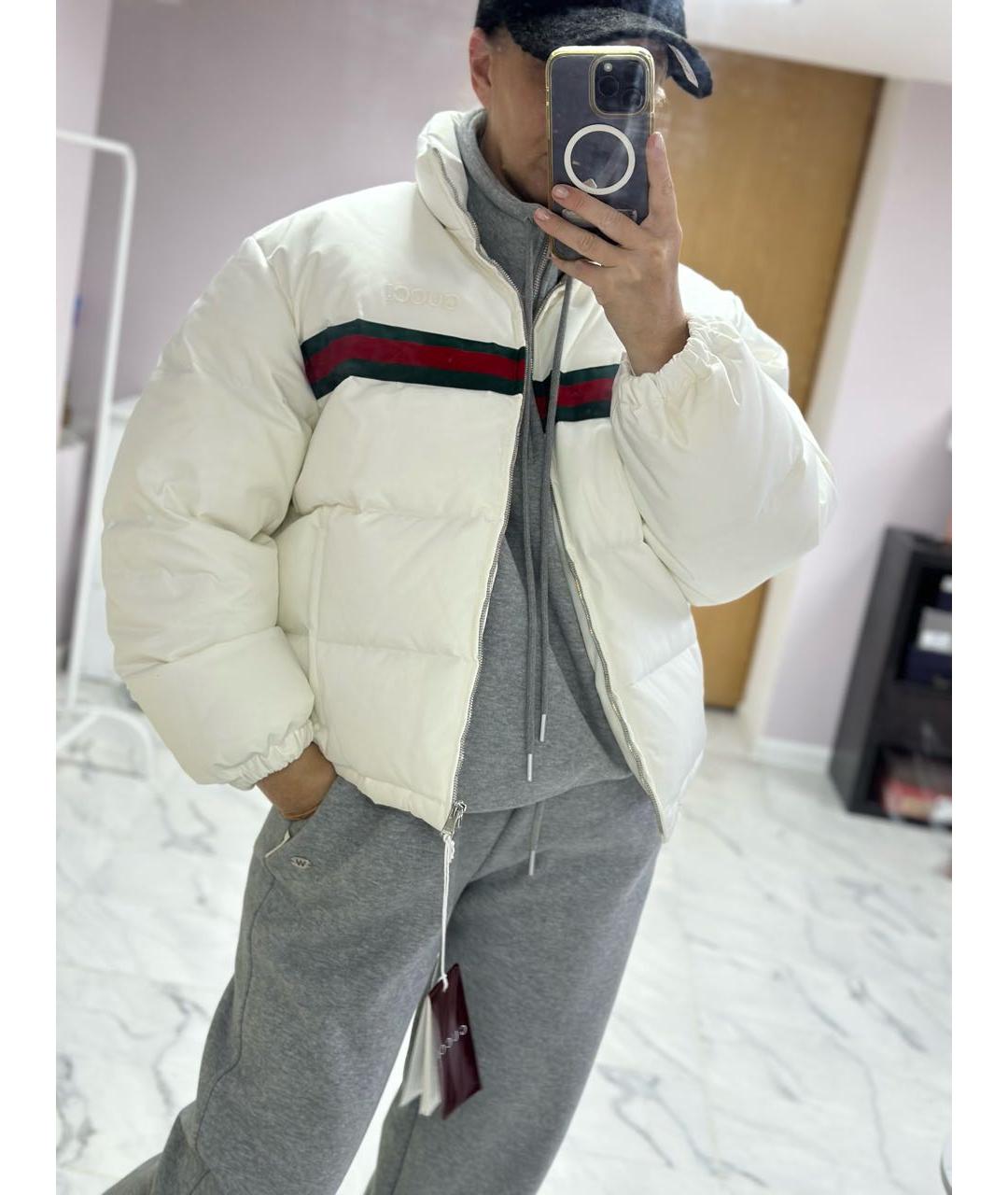 GUCCI Белая атласная куртка, фото 5