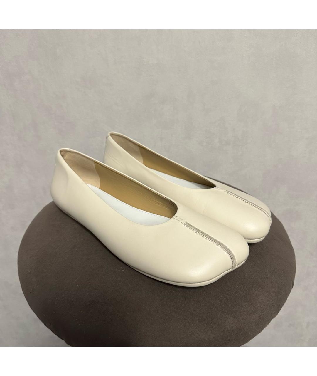 MM6 MAISON MARGIELA Бежевые кожаные балетки, фото 5
