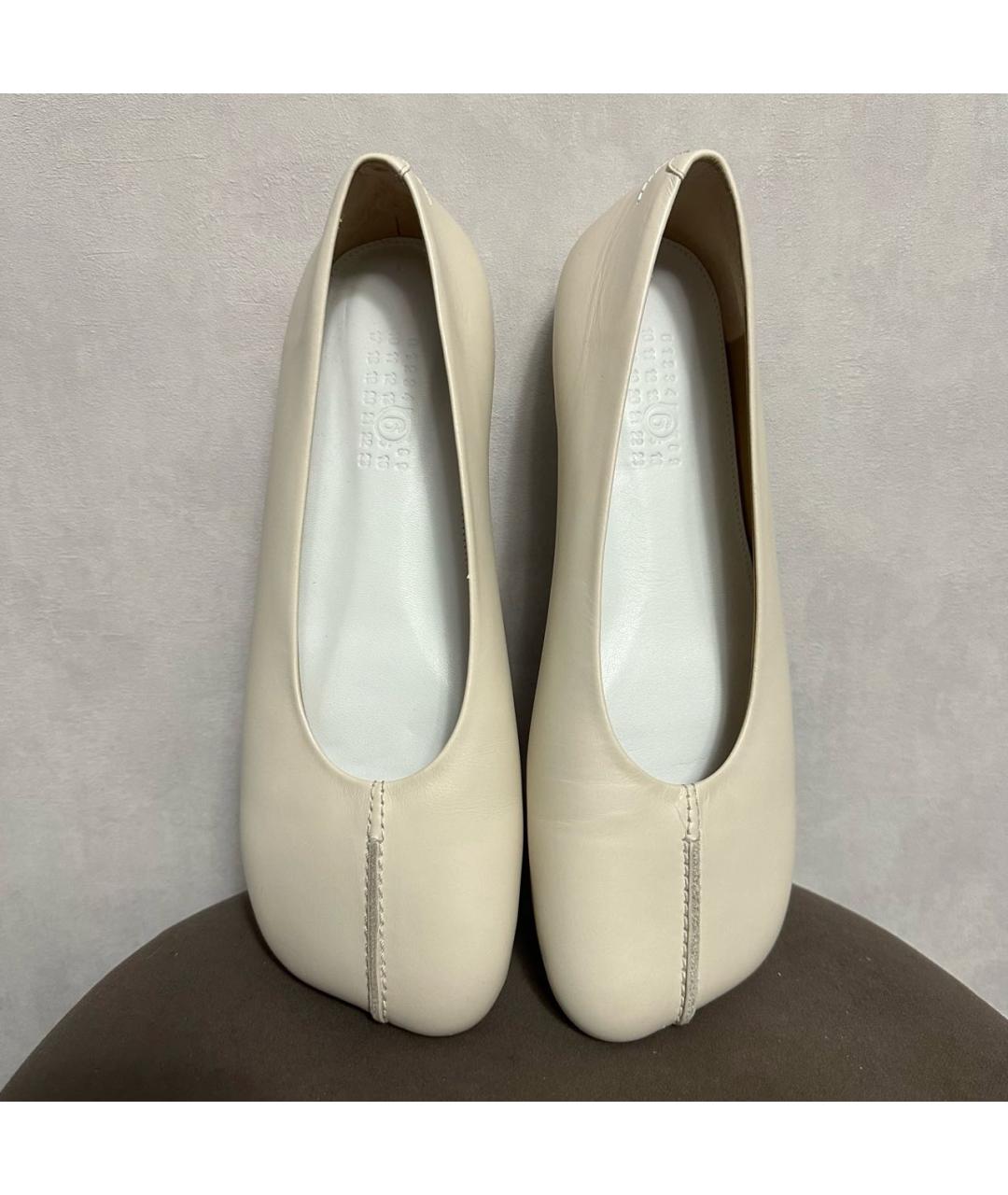 MM6 MAISON MARGIELA Бежевые кожаные балетки, фото 2