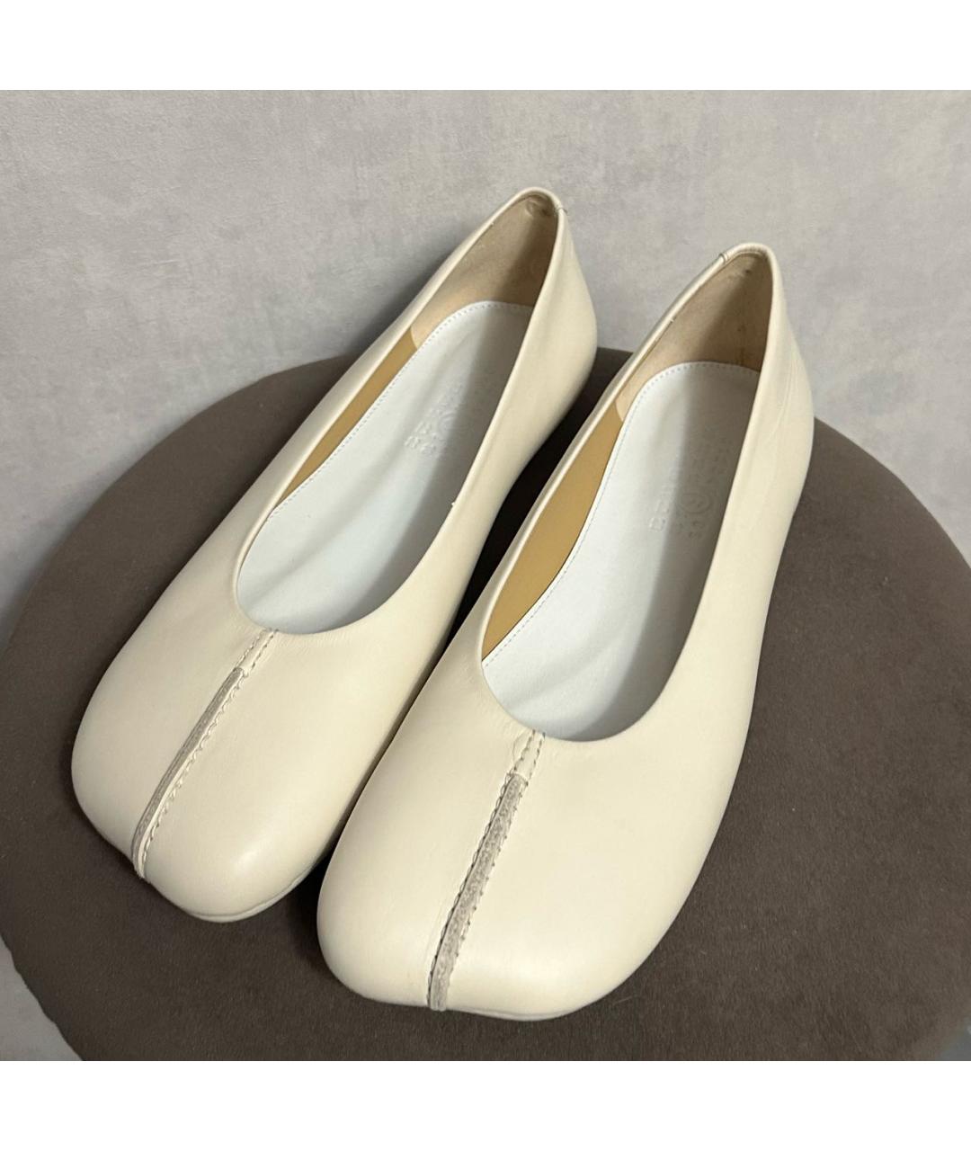 MM6 MAISON MARGIELA Бежевые кожаные балетки, фото 3