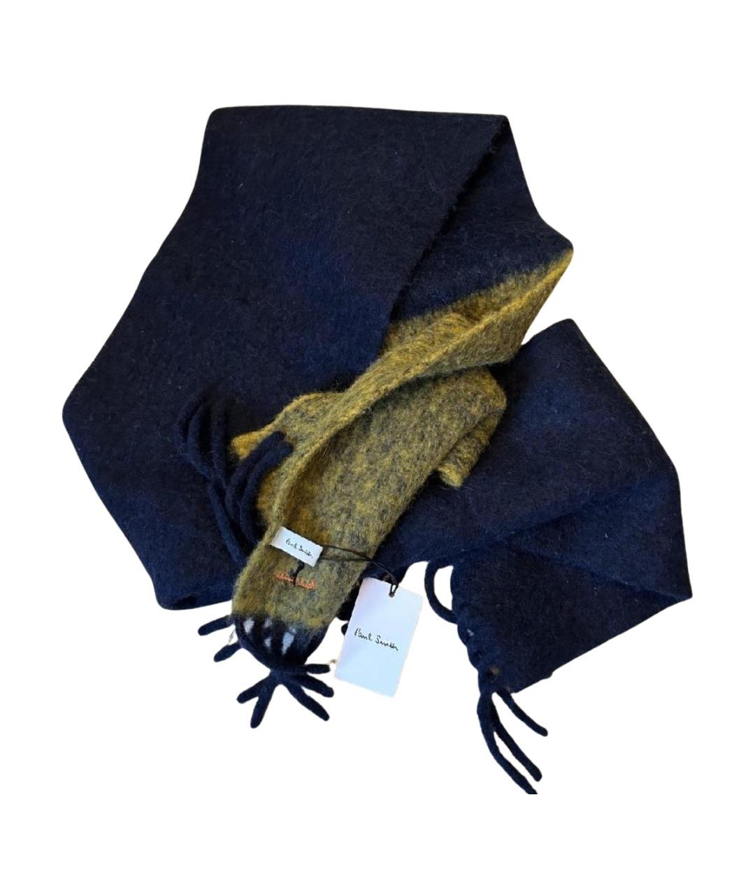 PAUL SMITH Темно-синий шерстяной шарф, фото 1