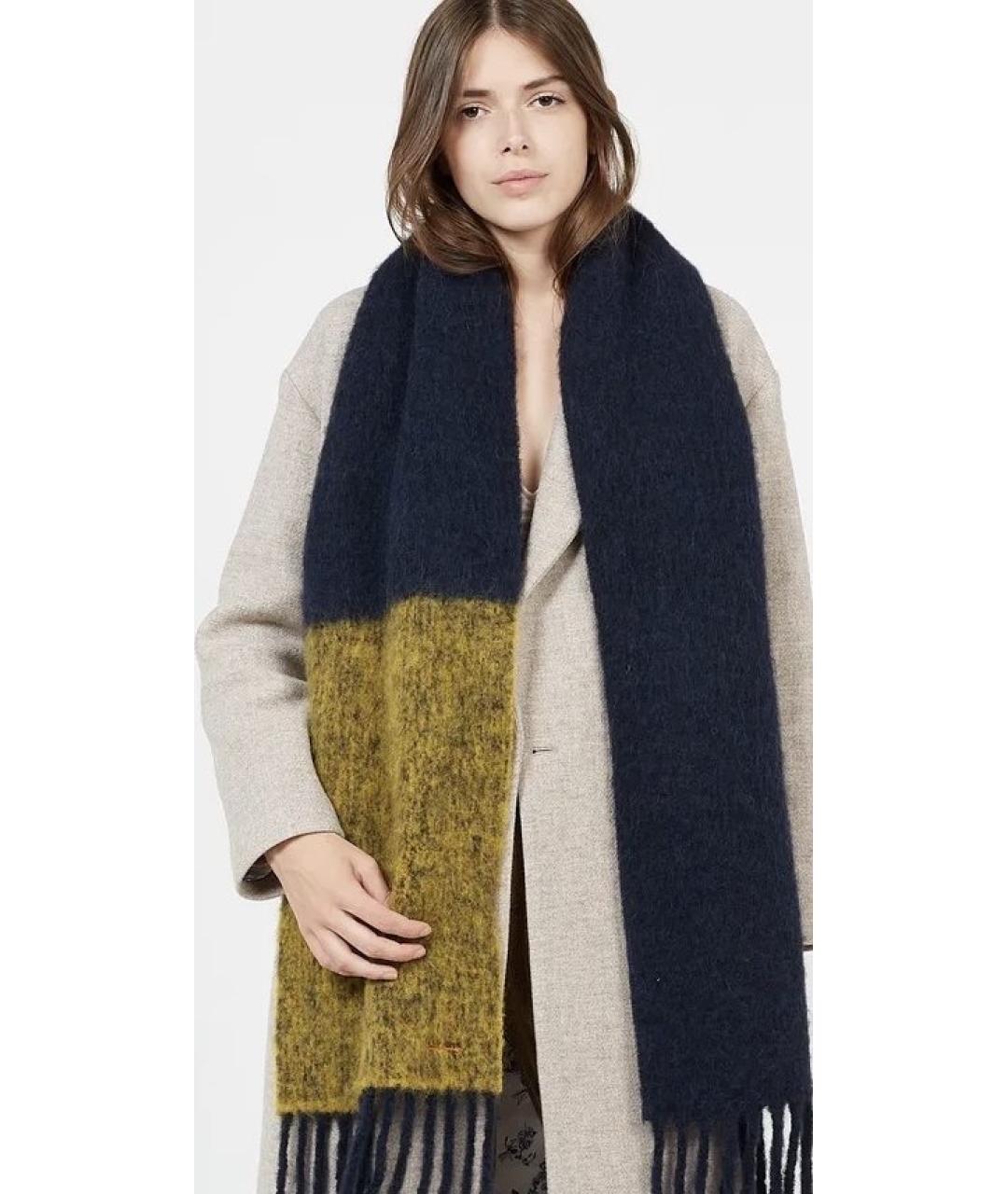 PAUL SMITH Темно-синий шерстяной шарф, фото 3