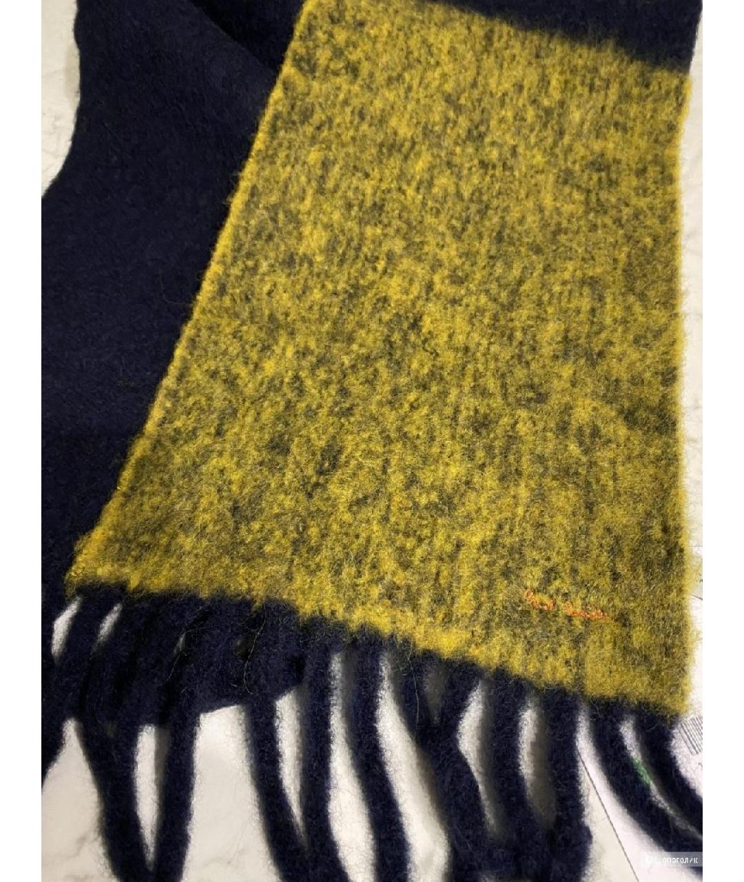 PAUL SMITH Темно-синий шерстяной шарф, фото 2