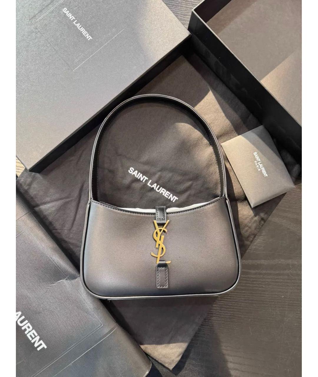 SAINT LAURENT Черная кожаная сумка с короткими ручками, фото 2