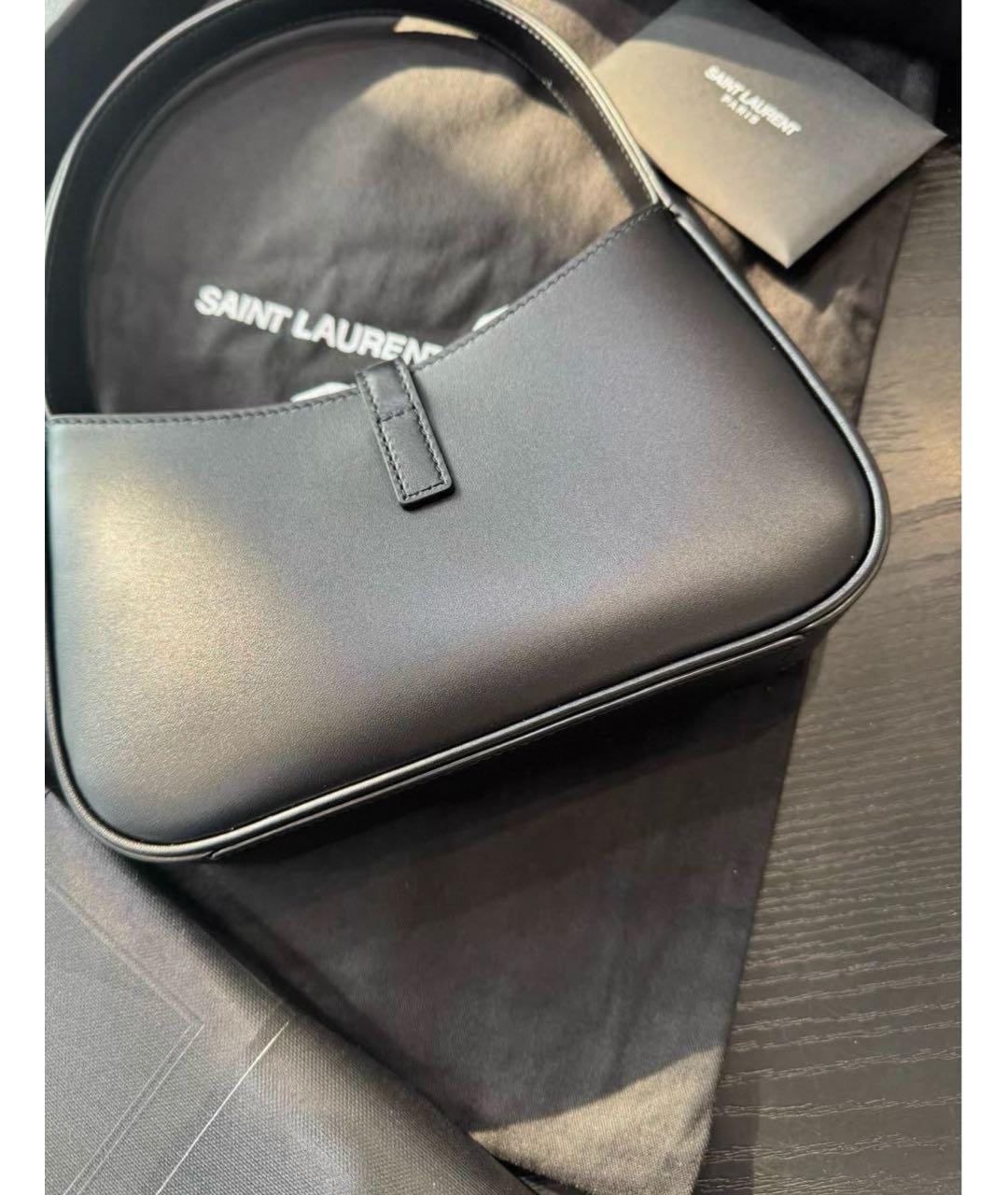 SAINT LAURENT Черная кожаная сумка с короткими ручками, фото 5