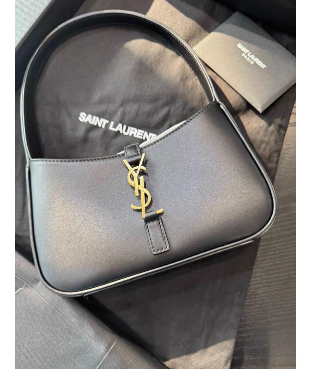 SAINT LAURENT Черная кожаная сумка с короткими ручками, фото 4