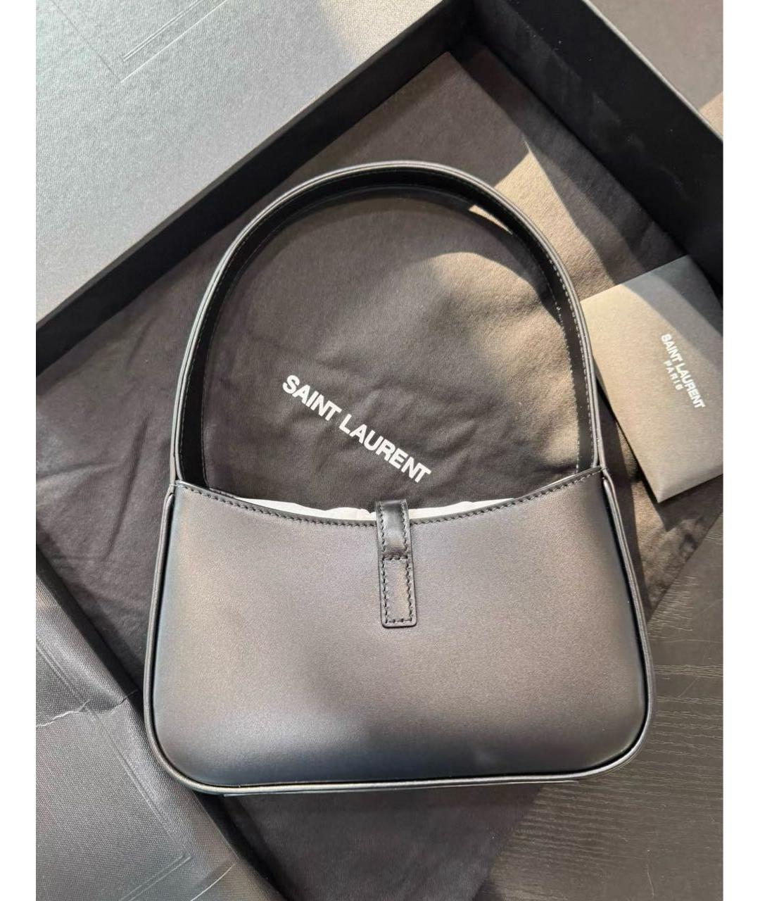 SAINT LAURENT Черная кожаная сумка с короткими ручками, фото 3