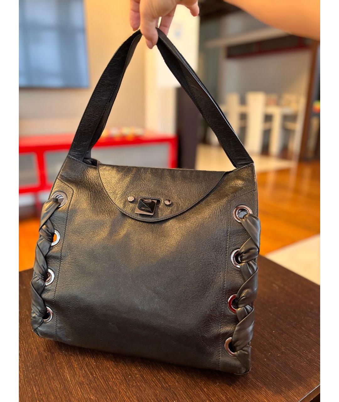 JIMMY CHOO Черная кожаная сумка тоут, фото 8