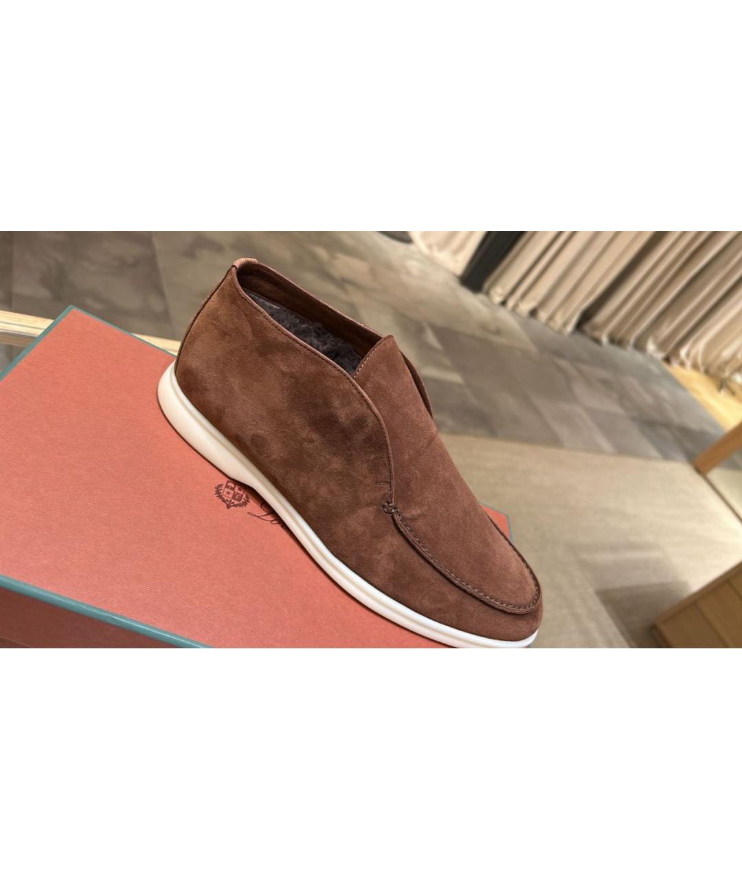 LORO PIANA Коричневые замшевые лоферы, фото 7