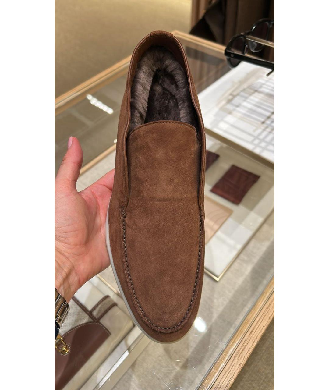 LORO PIANA Коричневые замшевые лоферы, фото 2