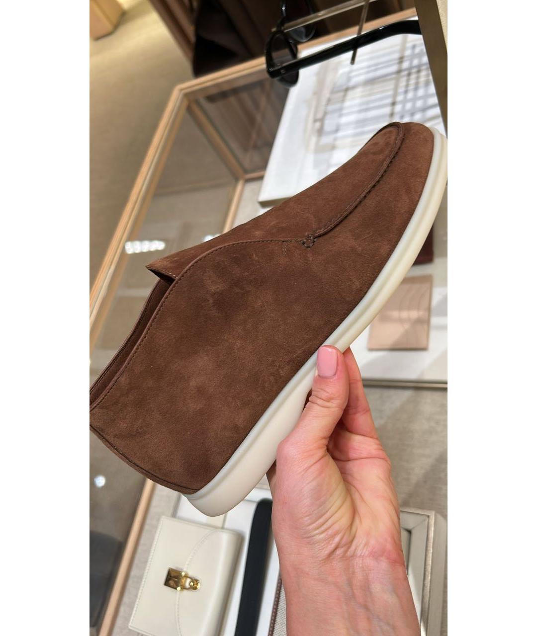 LORO PIANA Коричневые замшевые лоферы, фото 8