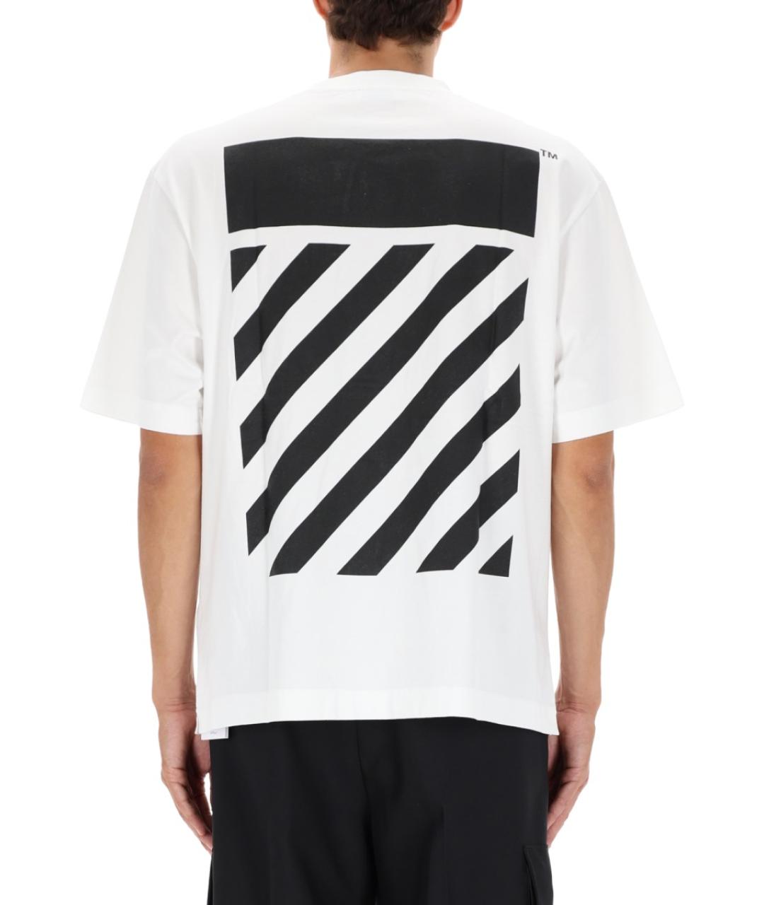 OFF-WHITE Белая хлопковая футболка, фото 4