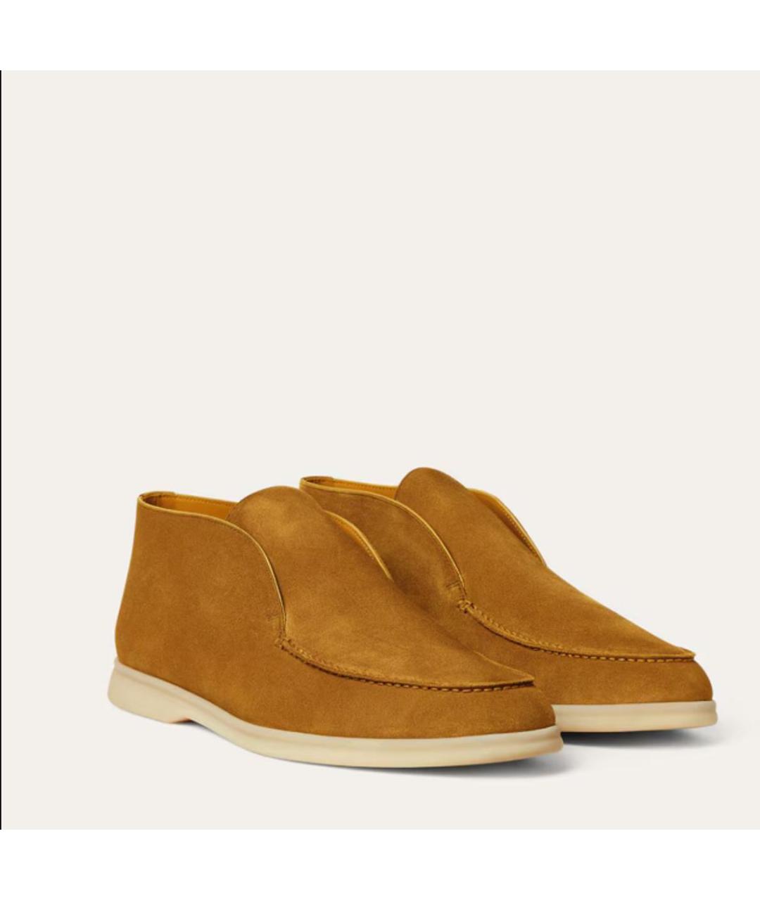 LORO PIANA Горчичные замшевые лоферы, фото 3