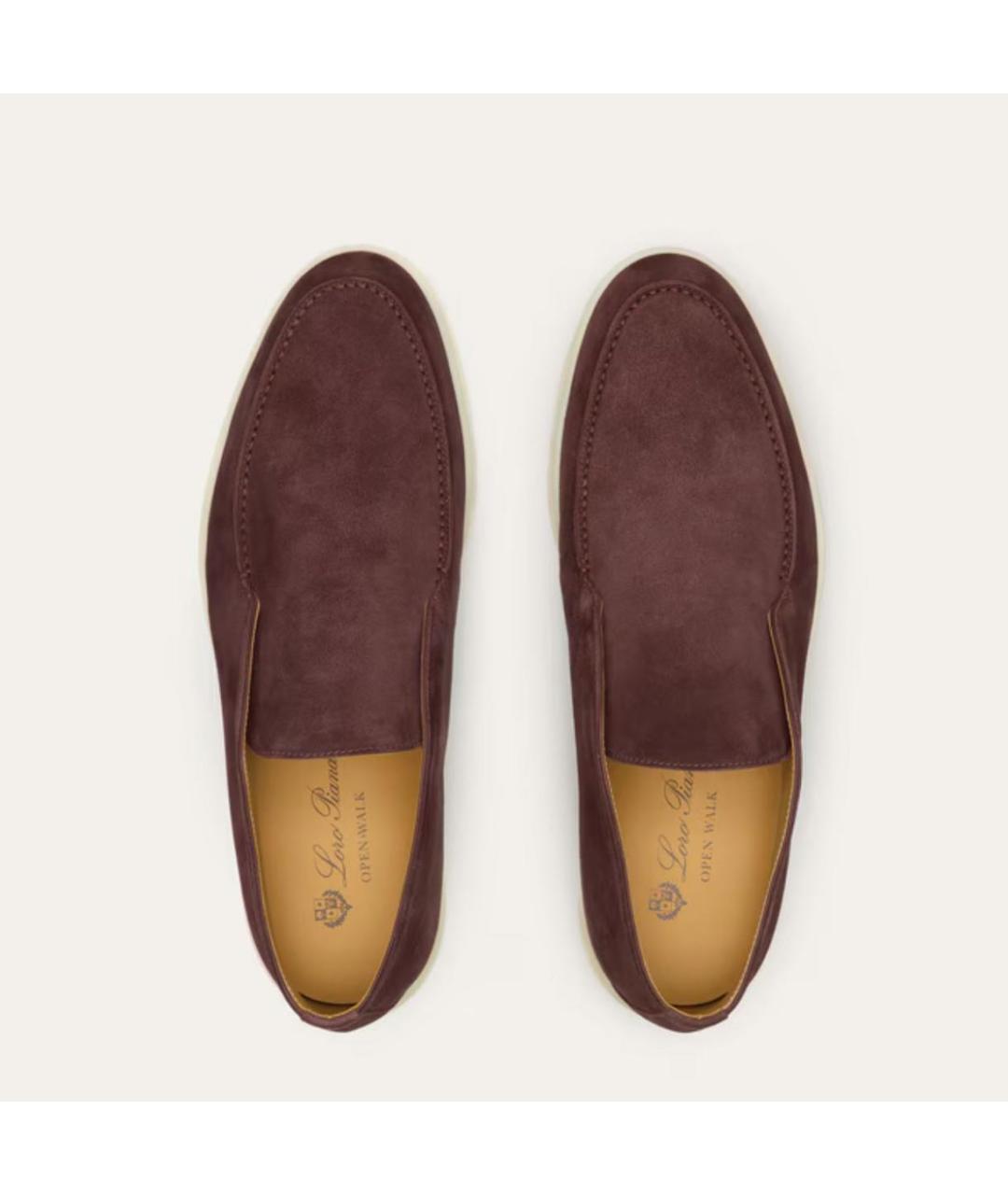 LORO PIANA Бордовые замшевые лоферы, фото 4