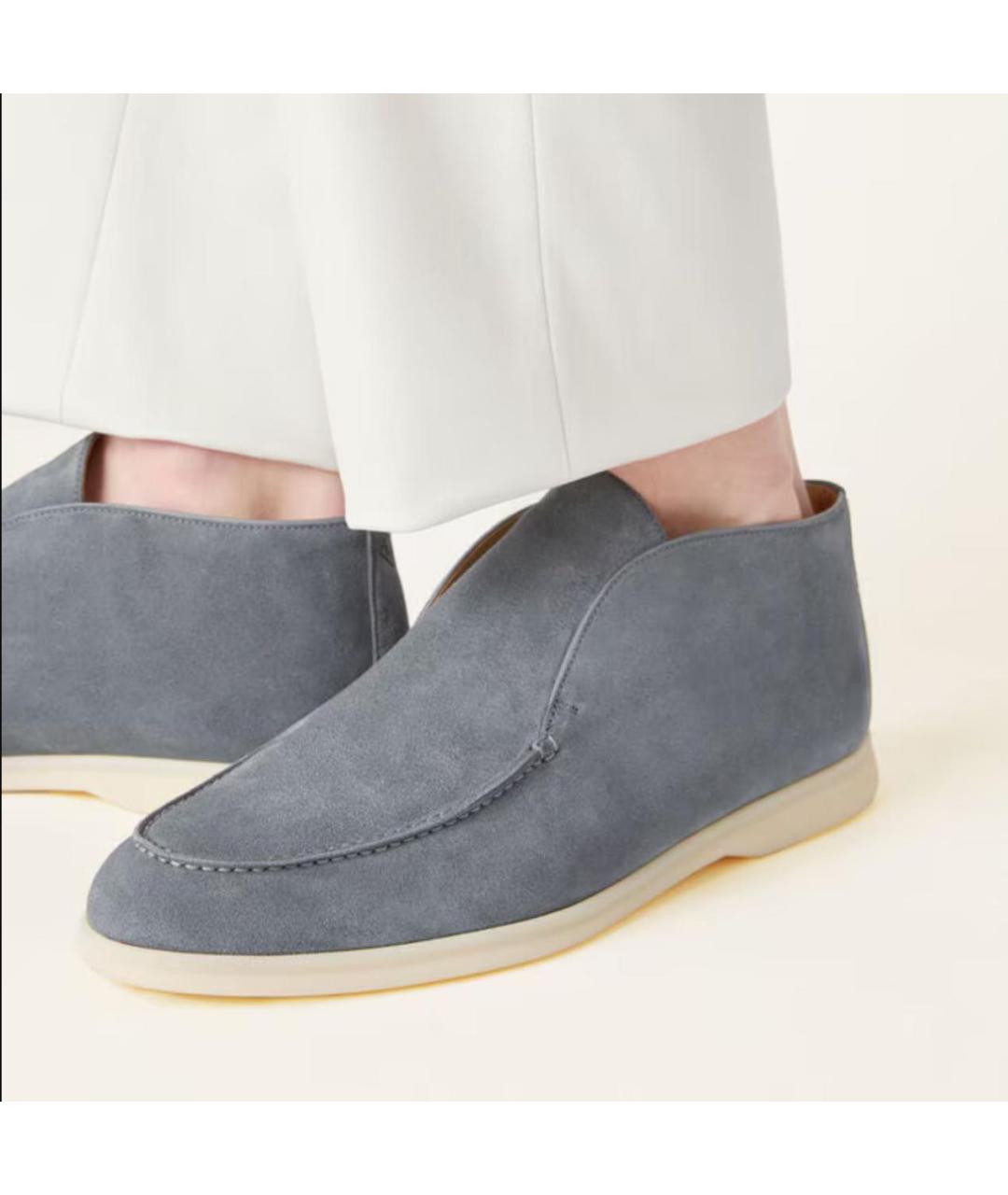 LORO PIANA Серые замшевые лоферы, фото 4