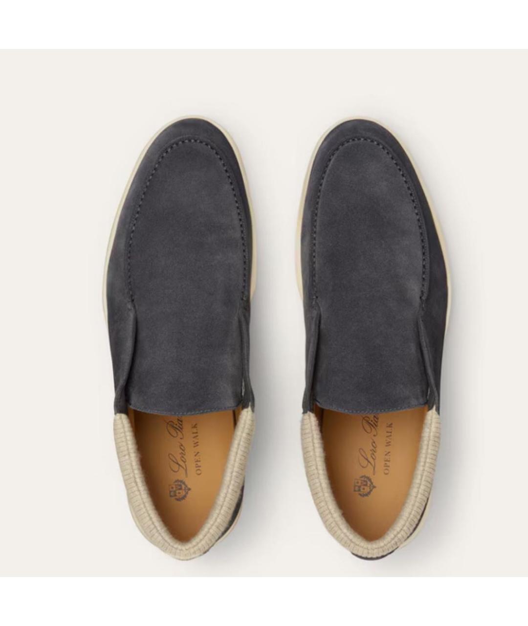 LORO PIANA Серые замшевые лоферы, фото 3