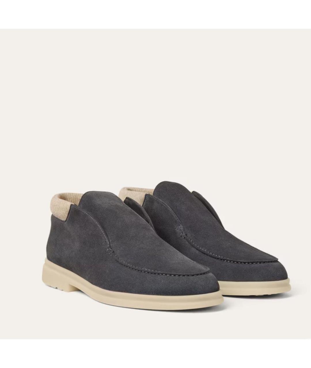 LORO PIANA Серые замшевые лоферы, фото 4