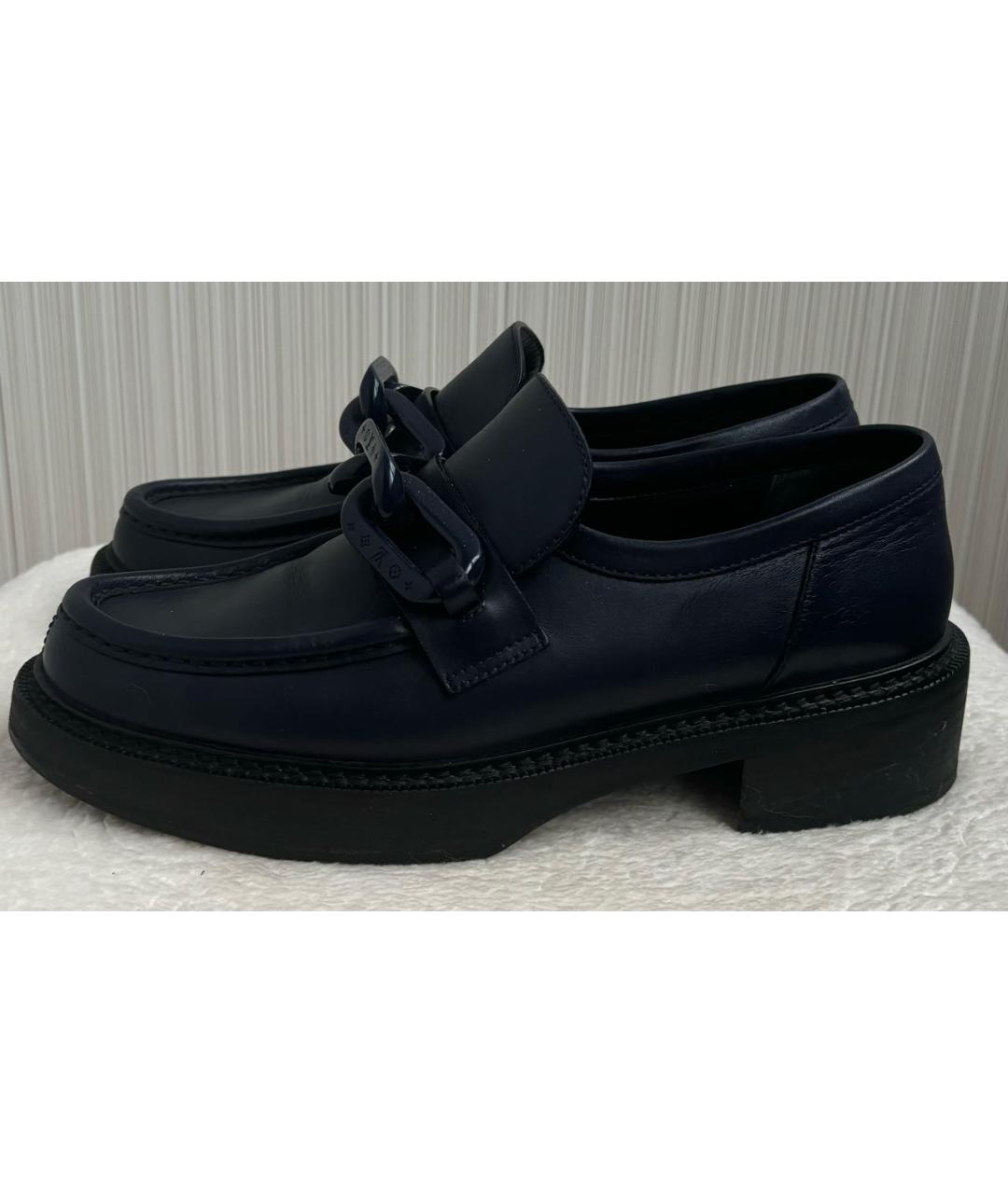 LOUIS VUITTON Темно-синие кожаные лоферы, фото 9