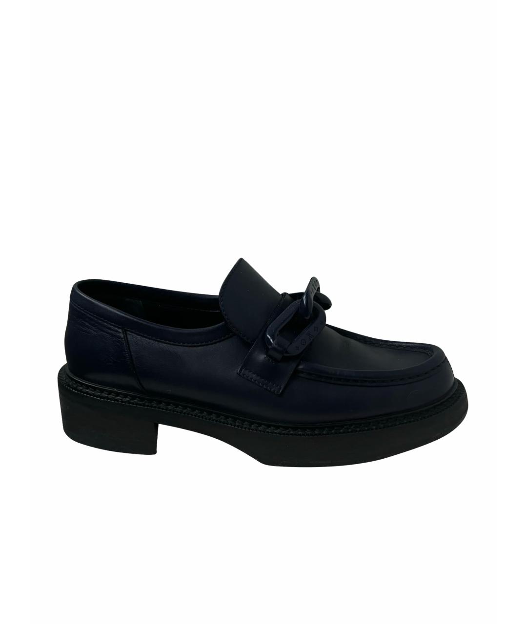 LOUIS VUITTON Темно-синие кожаные лоферы, фото 1