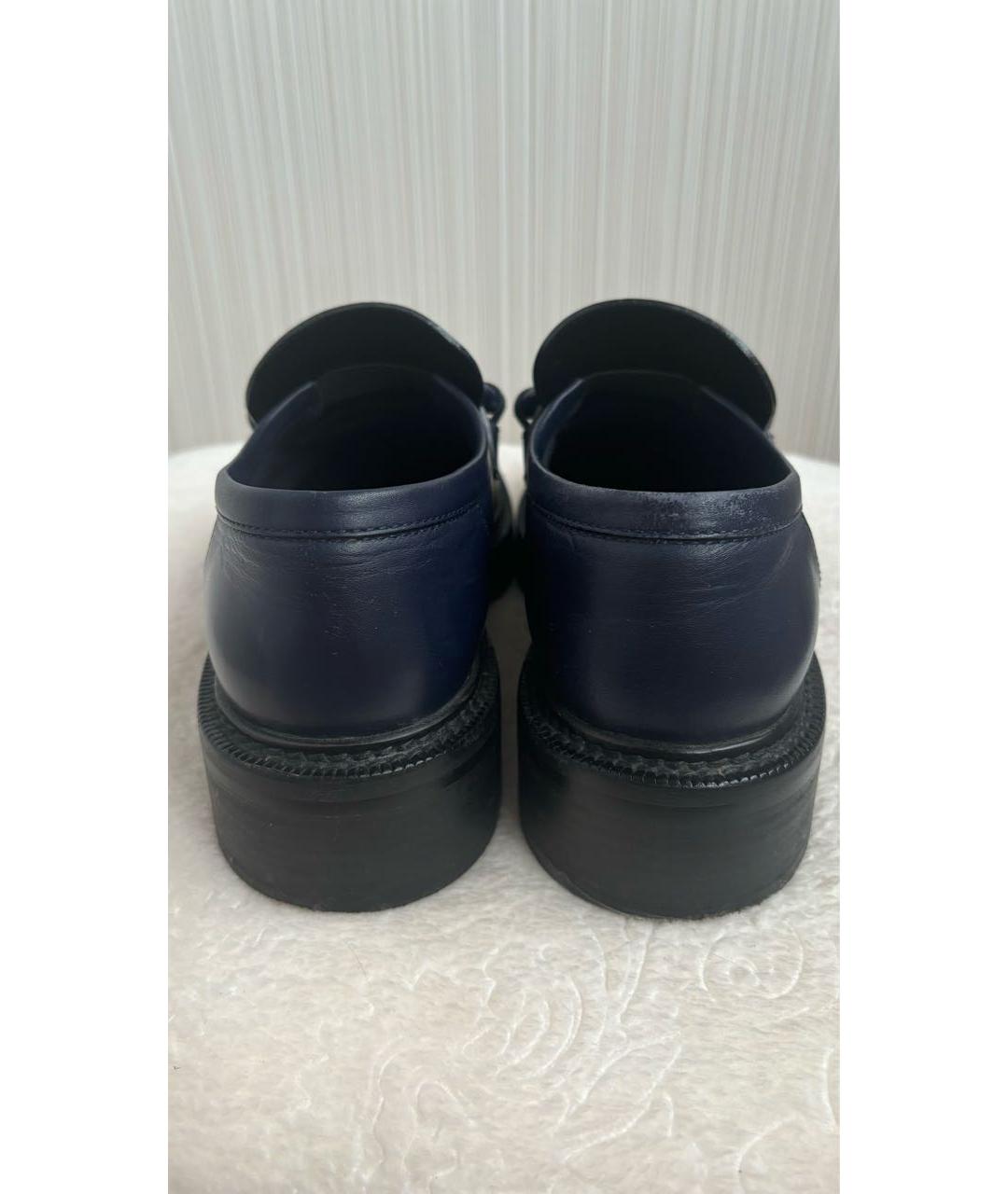 LOUIS VUITTON Темно-синие кожаные лоферы, фото 5