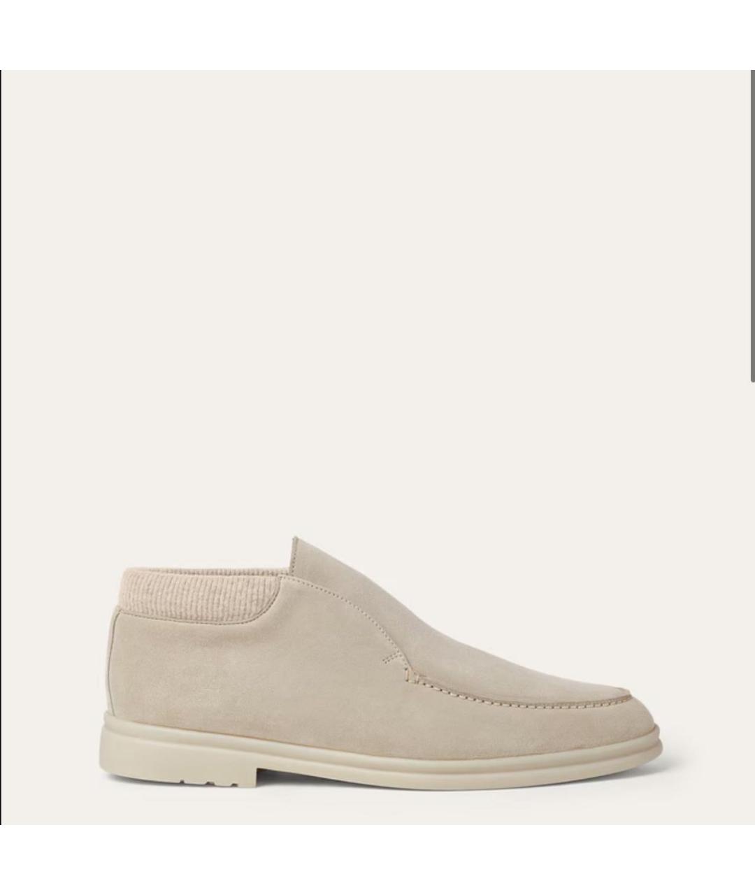 LORO PIANA Бежевые замшевые лоферы, фото 5