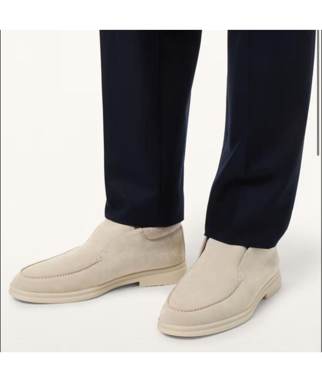 LORO PIANA Бежевые замшевые лоферы, фото 4