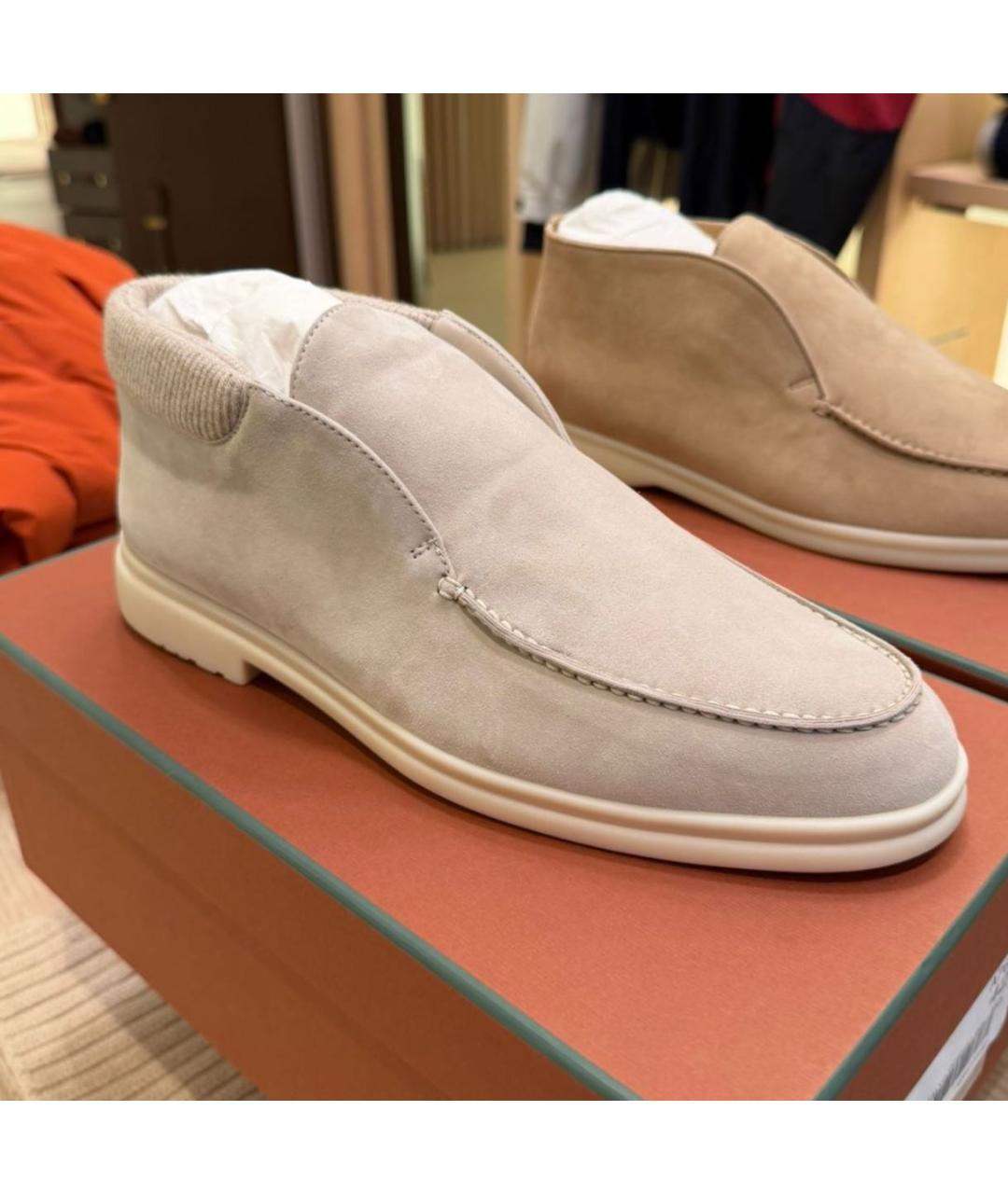 LORO PIANA Бежевые замшевые лоферы, фото 2