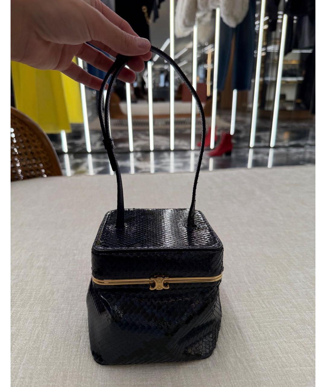 CELINE Темно-синяя сумка с короткими ручками из лакированной кожи, фото 2