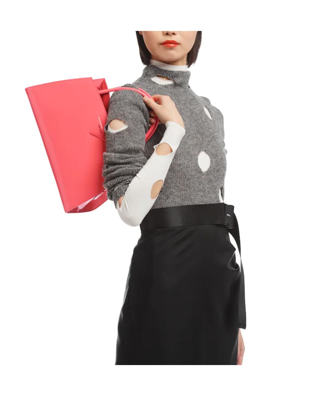 PRADA Розовая кожаная сумка с короткими ручками, фото 5