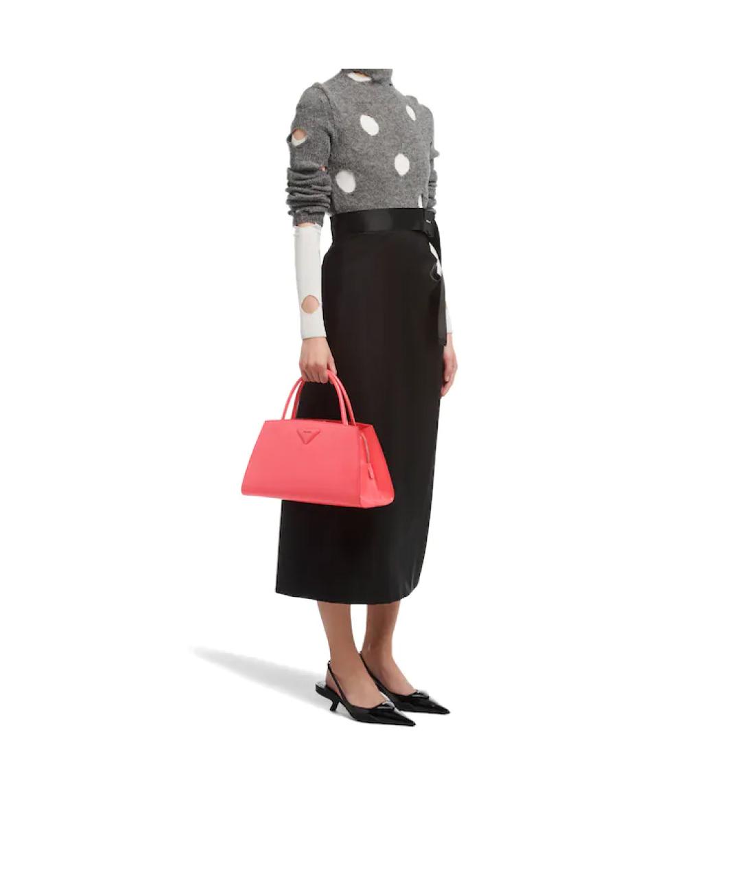 PRADA Розовая кожаная сумка с короткими ручками, фото 4