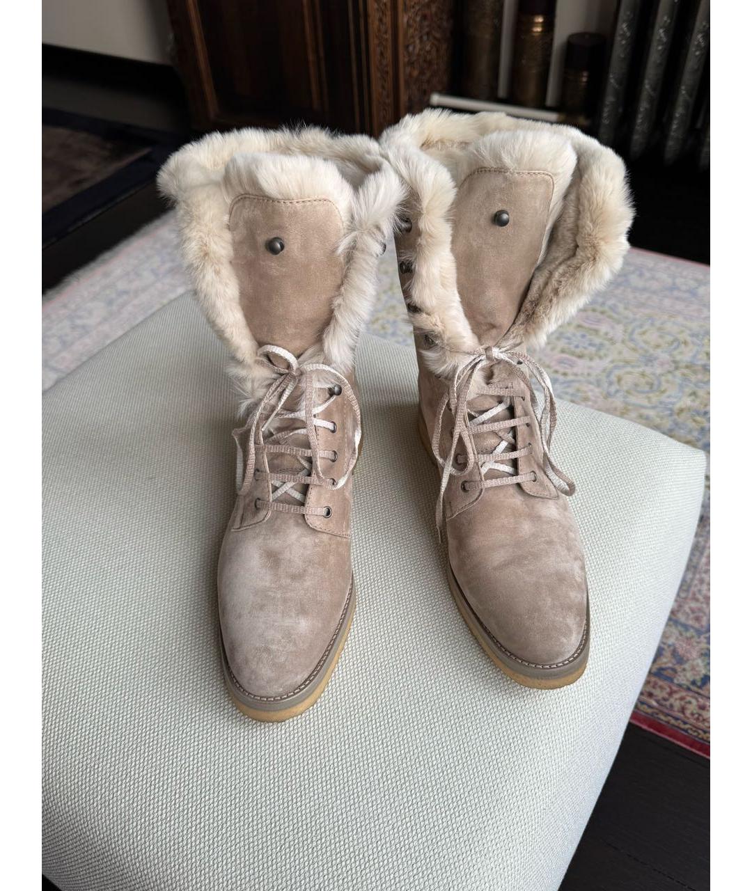 LORO PIANA Бежевые замшевые ботинки, фото 2