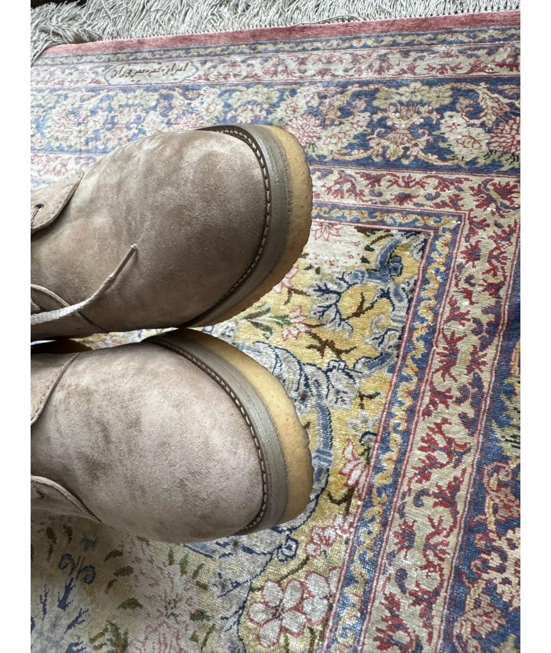 LORO PIANA Бежевые замшевые ботинки, фото 5