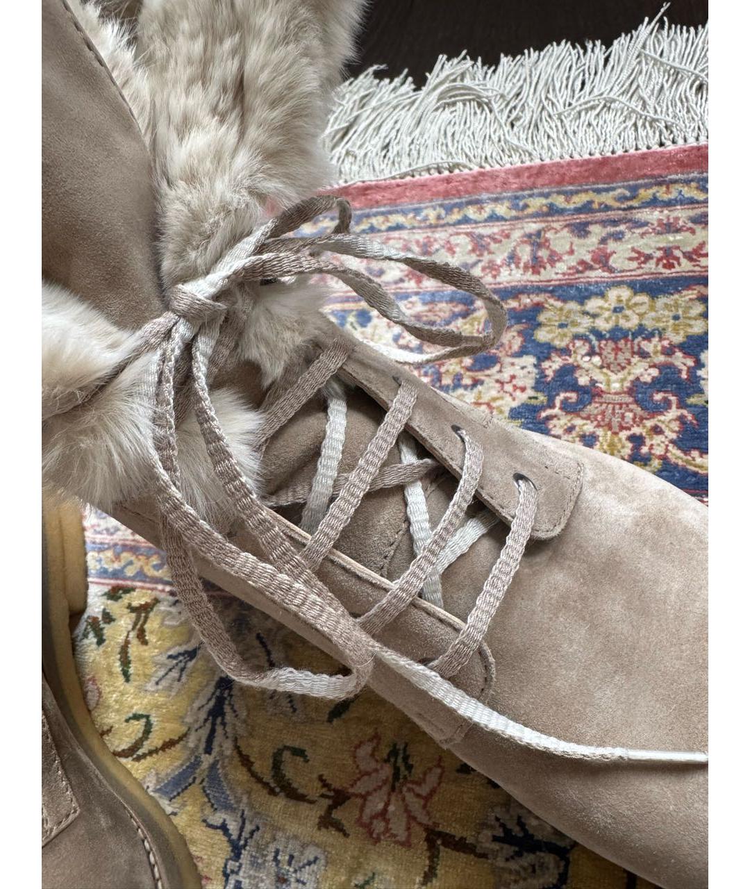 LORO PIANA Бежевые замшевые ботинки, фото 8