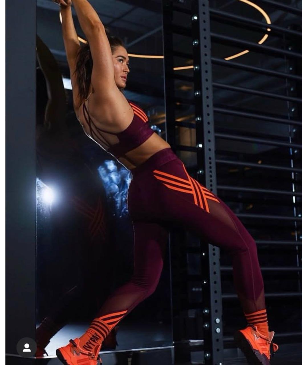 ADIDAS Бордовые полиэстеровые леггинсы и велосипедки, фото 8