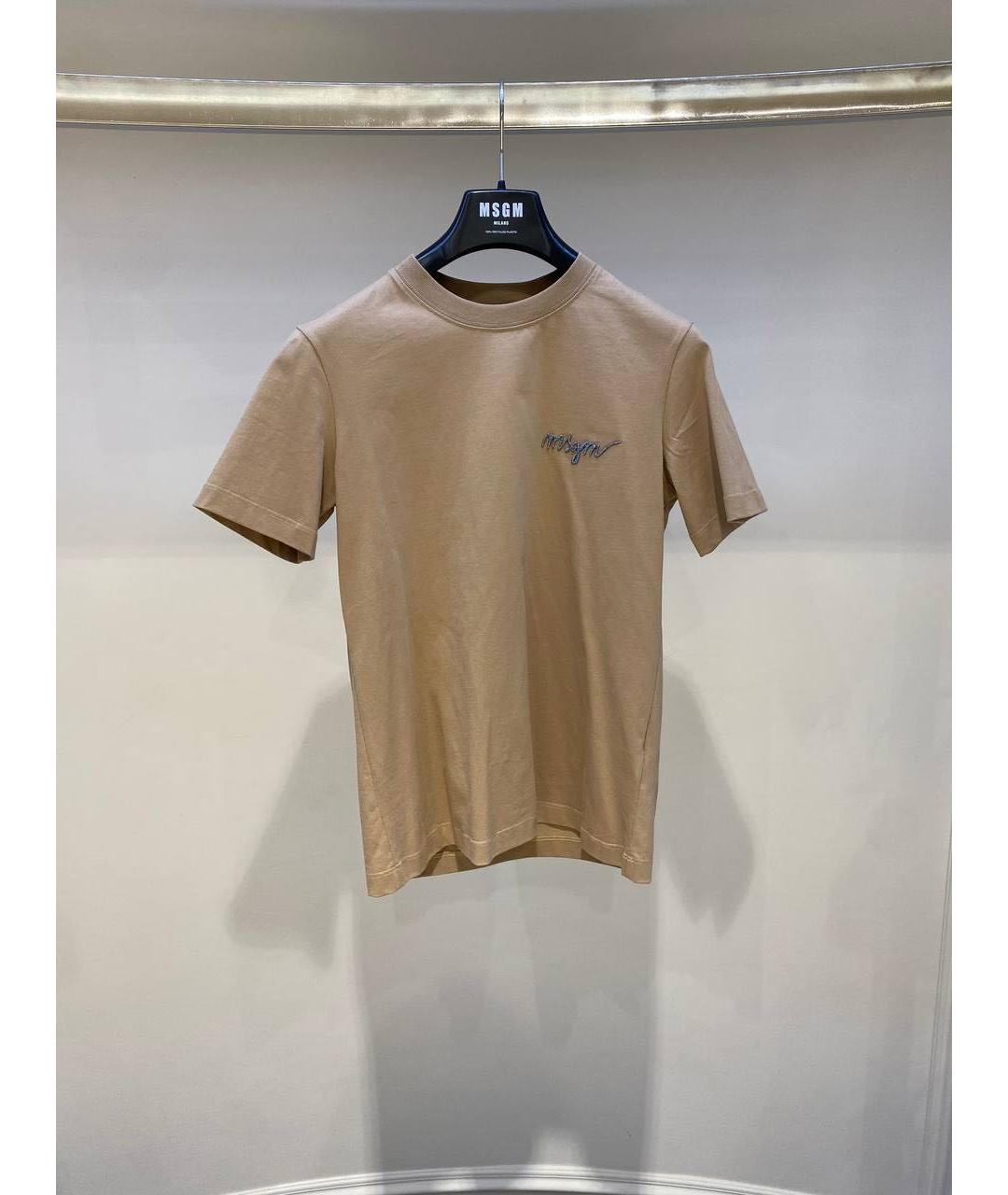 MSGM Бежевая хлопковая футболка, фото 3