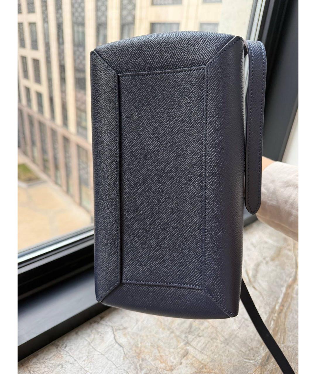 CELINE Темно-синяя кожаная сумка с короткими ручками, фото 5