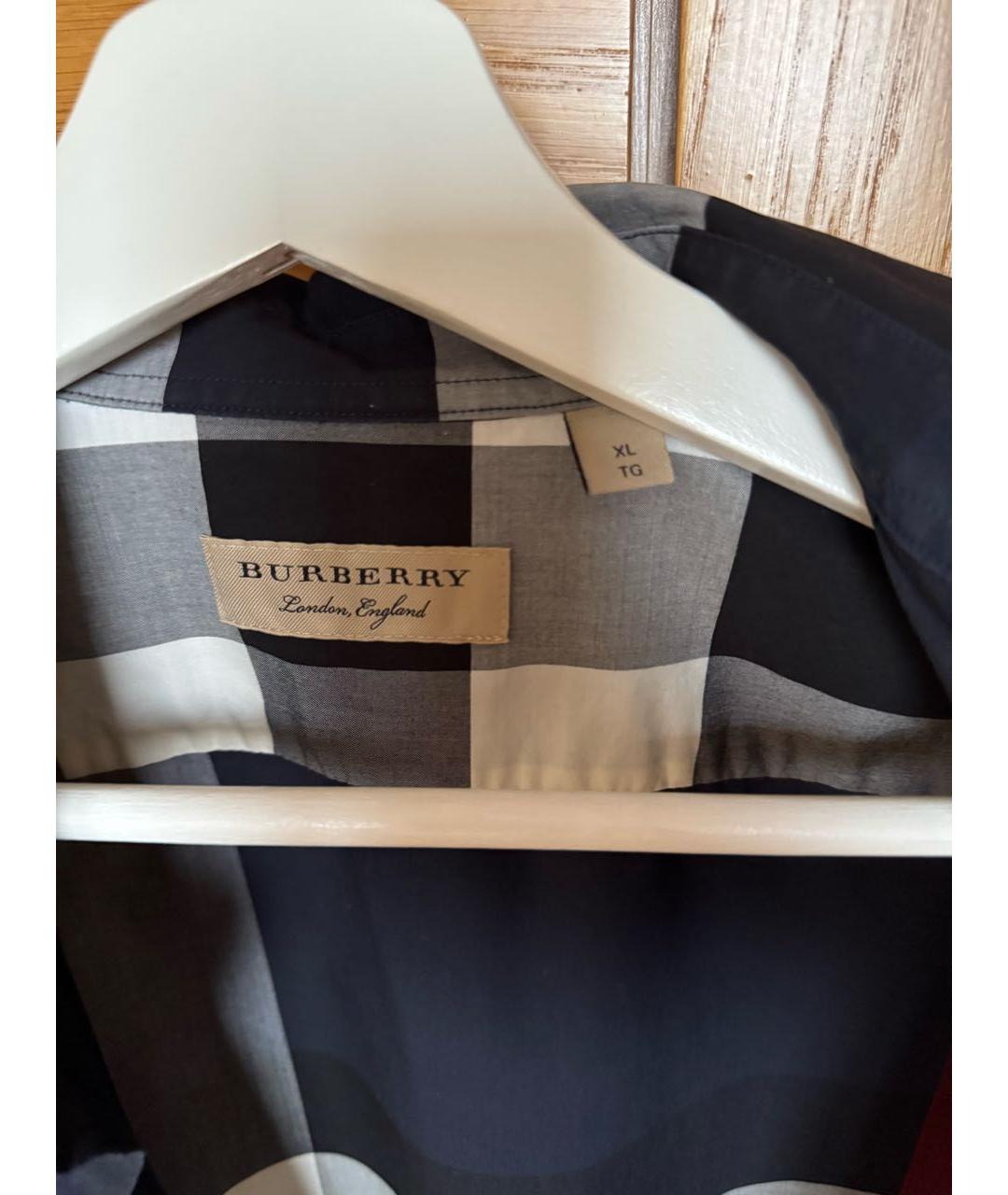 BURBERRY Темно-синяя хлопковая кэжуал рубашка, фото 3
