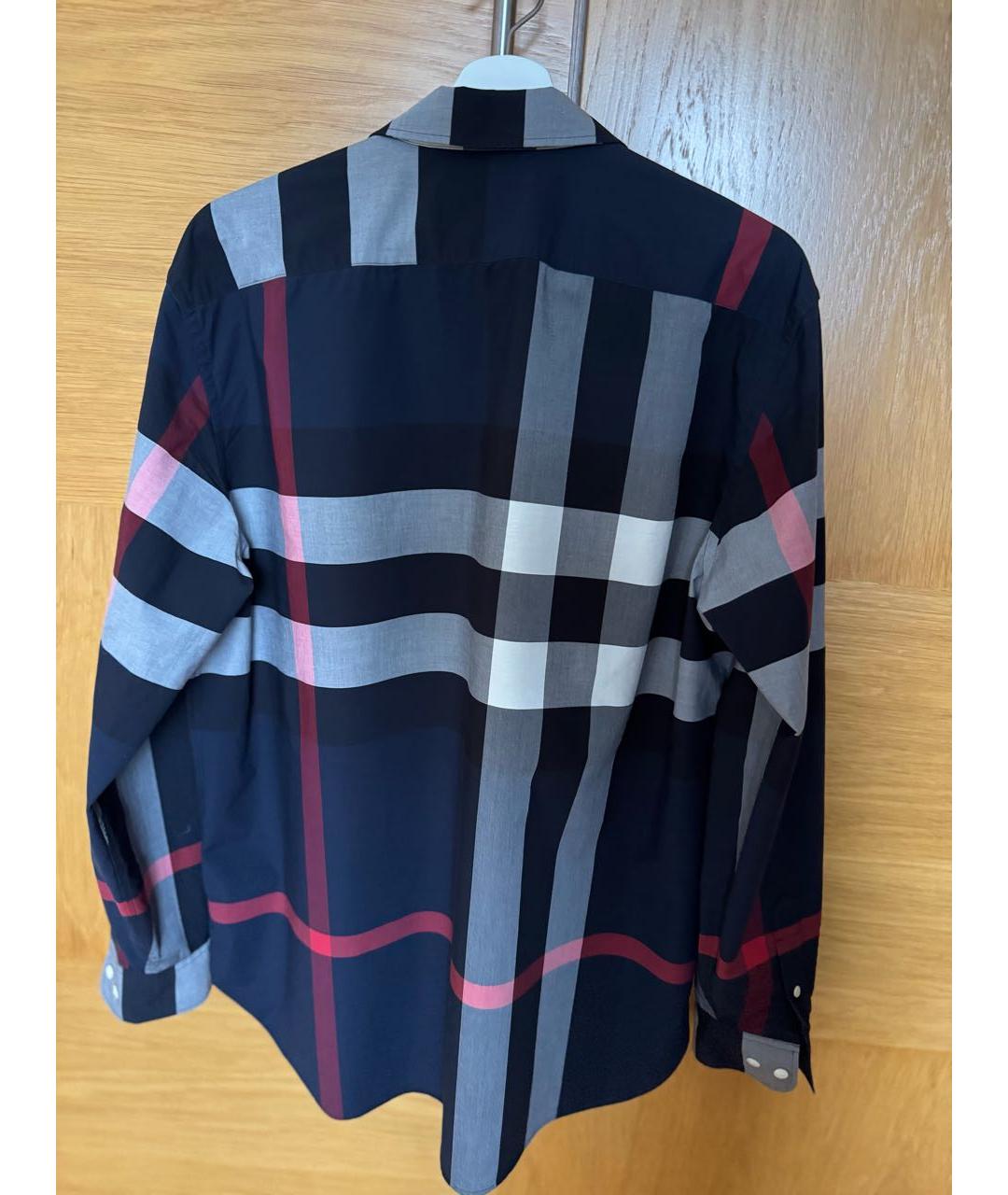 BURBERRY Темно-синяя хлопковая кэжуал рубашка, фото 2