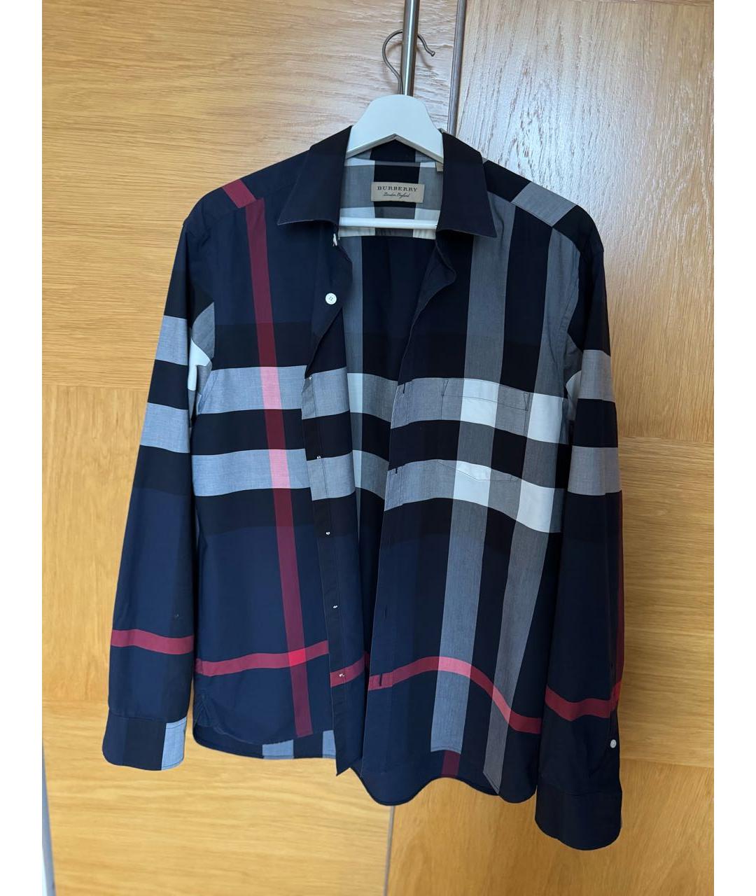 BURBERRY Темно-синяя хлопковая кэжуал рубашка, фото 5