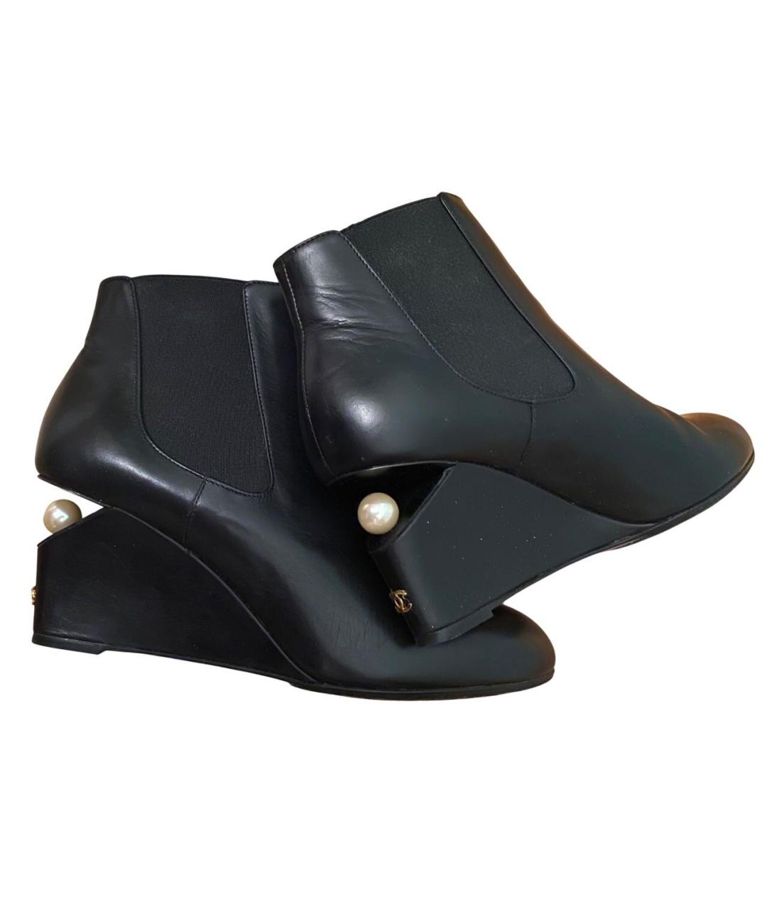 CHANEL Черные кожаные ботильоны, фото 6